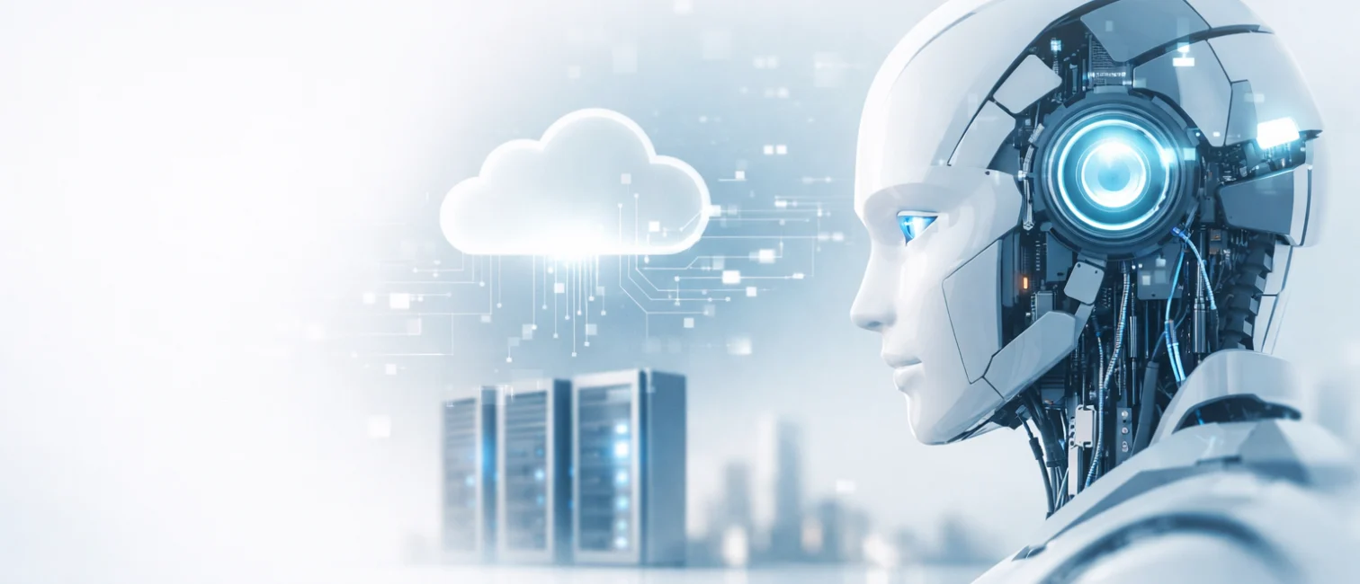 Helles, minimalistisches Technologie-Motiv mit modernem Rechenzentrums- und Cloud-Bezug, rechts betonte Bildkomposition, die digitale Infrastruktur und souveräne KI in Deutschland symbolisiert.