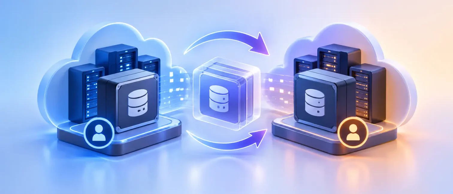 Zwei getrennte Cloud-Umgebungen übertragen EBS-Daten über eine zentrale Volume-Kopie zwischen AWS-Konten.