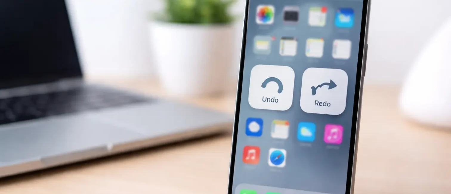 Minimalistische Darstellung eines iPhones mit abstrahierten App-Elementen auf hellem Hintergrund, rechtsbetont komponiert.