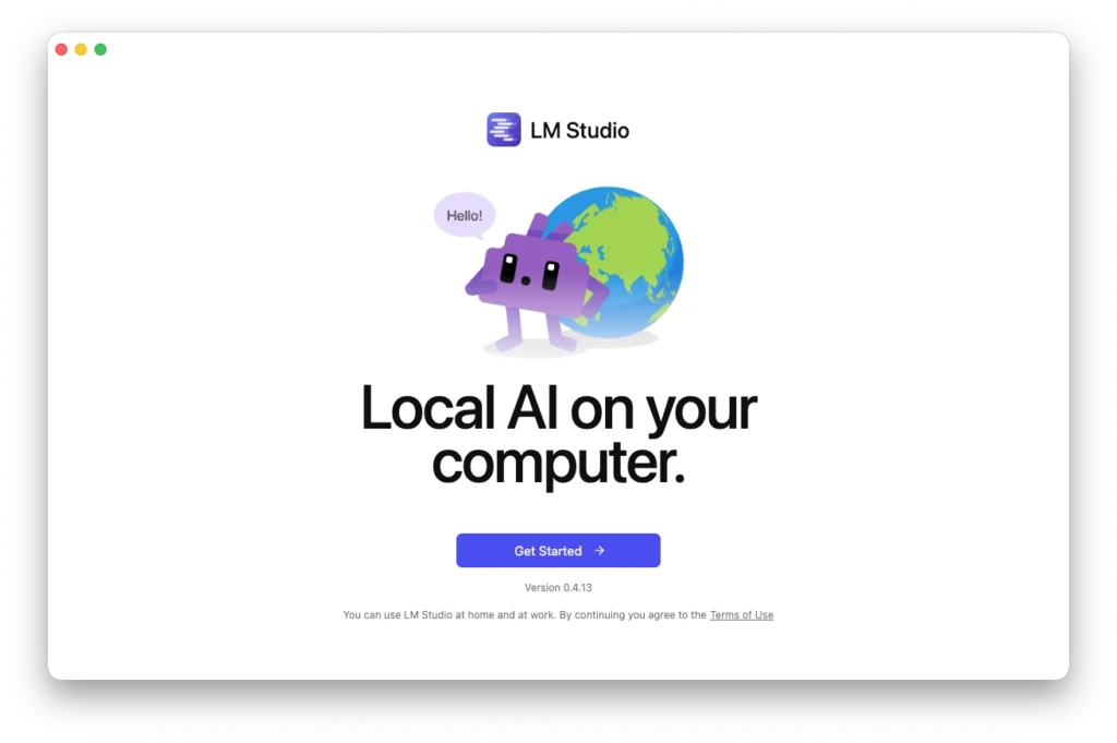 lm-studio Welcome Screen